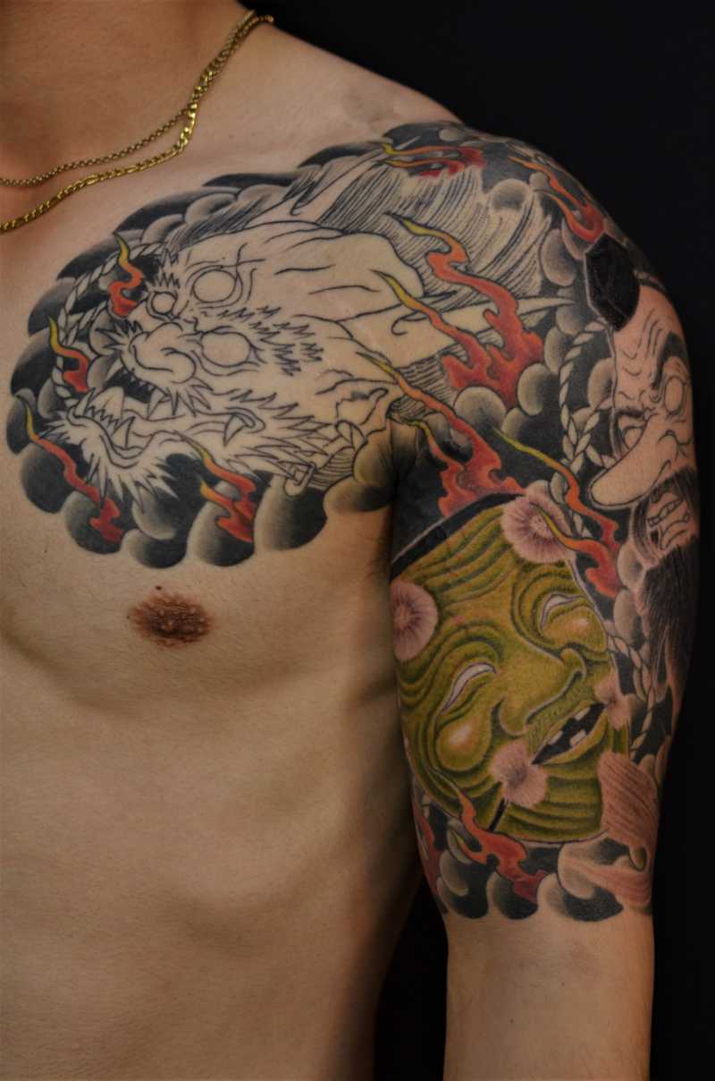 面散らし・閻魔大王・烏天狗・生成・鬼・天狗・翁/右腕完成